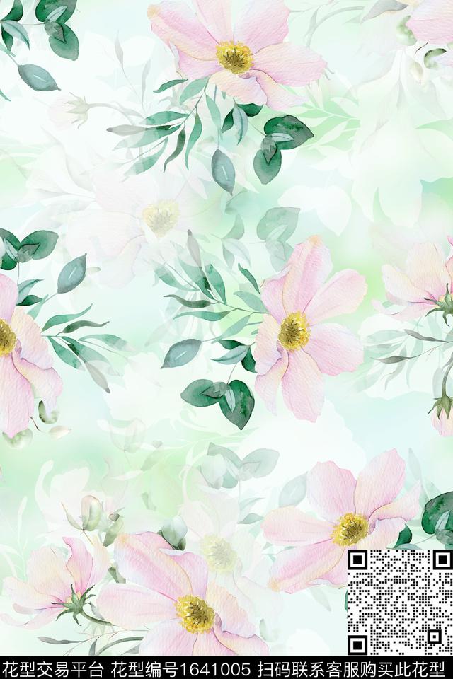 年轻女装真丝花卉数码印花华亿平台下载（图片编号: 1641005） - 瓦栏（Walan）