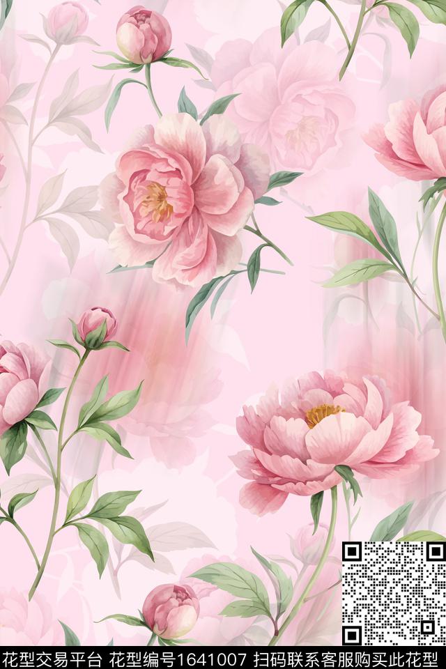 年轻女装真丝花卉数码印花华亿平台下载（图片编号: 1641007） - 瓦栏（Walan）