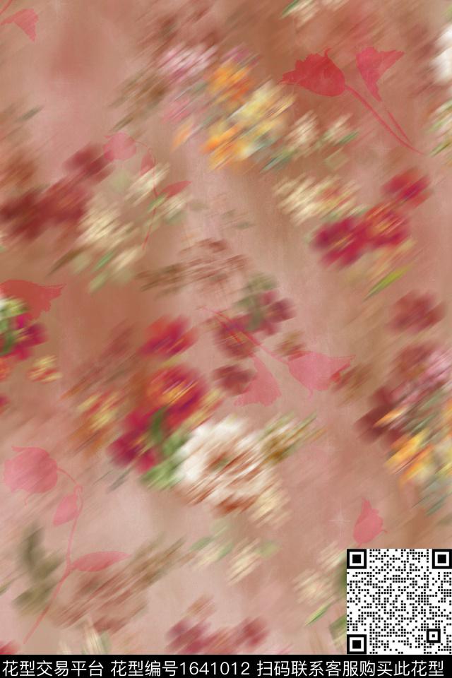 年轻女装真丝花卉数码印花华亿平台下载（图片编号: 1641012） - 瓦栏（Walan）