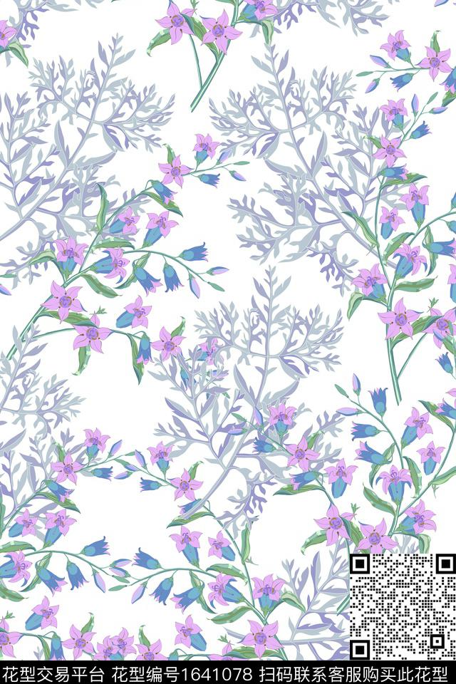 大花花卉小碎花数码印花华亿平台下载（图片编号: 1641078） - 瓦栏（Walan）