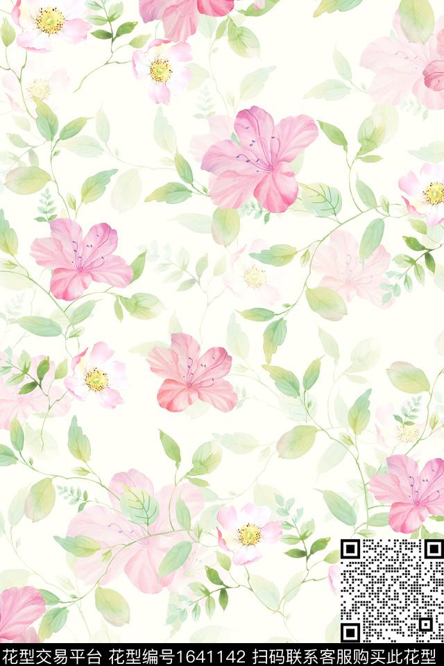 年轻女装真丝花卉数码印花华亿平台下载（图片编号: 1641142） - 瓦栏（Walan）