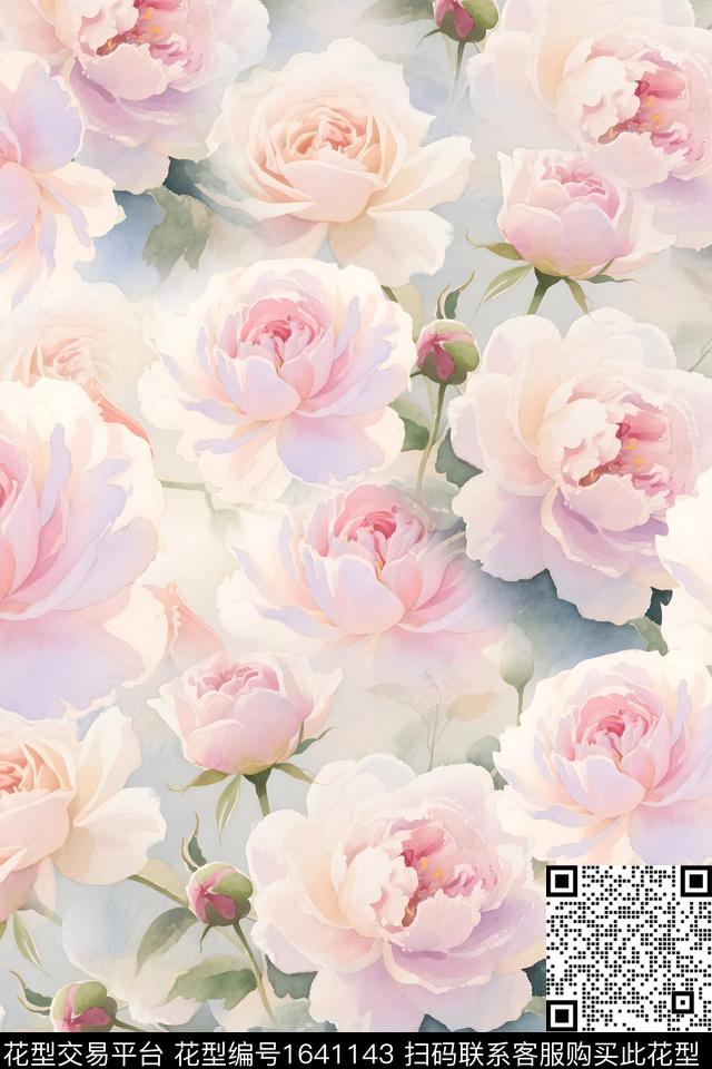 年轻女装真丝花卉数码印花华亿平台下载（图片编号: 1641143） - 瓦栏（Walan）