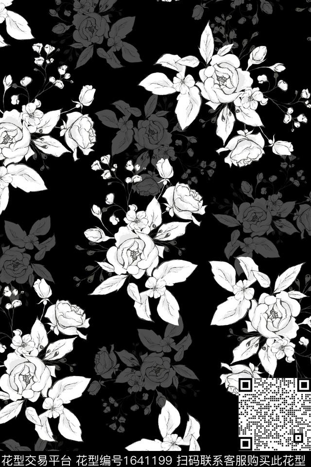 花卉小碎花女装数码印花华亿平台下载（图片编号: 1641199） - 瓦栏（Walan）