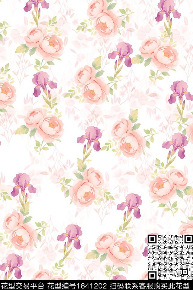 满版散花水彩花卉数码华亿平台数码印花华亿平台下载（图片编号: 1641202） - 瓦栏（Walan）
