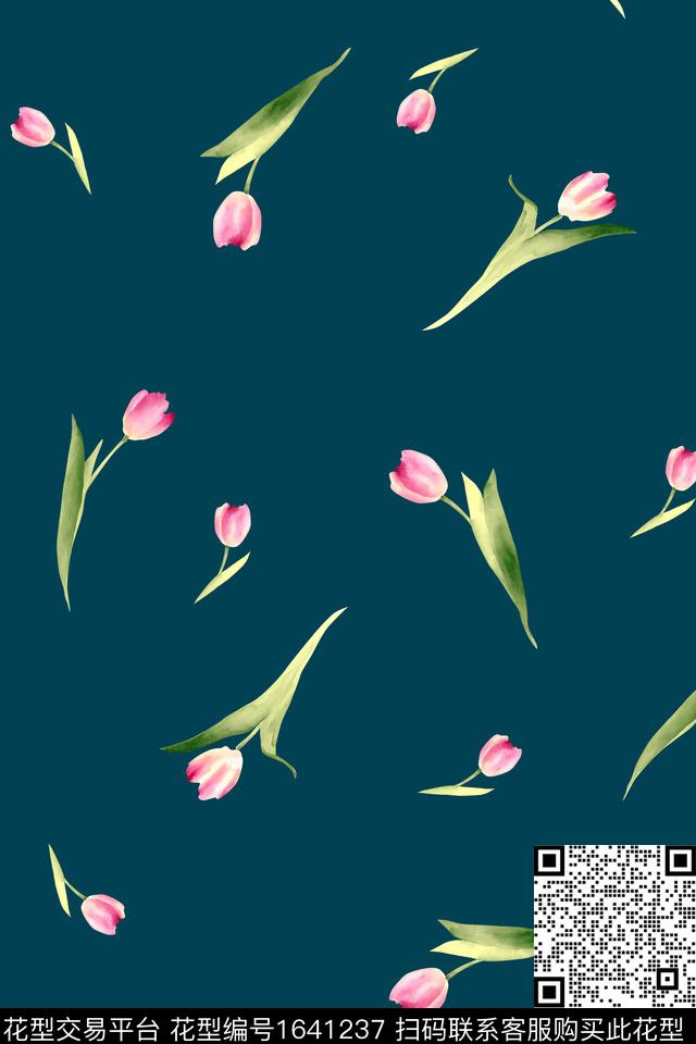 年轻女装花卉大牌风数码印花华亿平台下载（图片编号: 1641237） - 瓦栏（Walan）