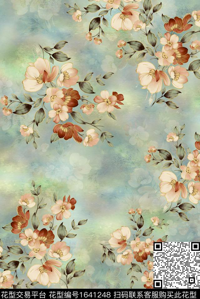 年轻女装满版散花小碎花数码印花华亿平台下载（图片编号: 1641248） - 瓦栏（Walan）