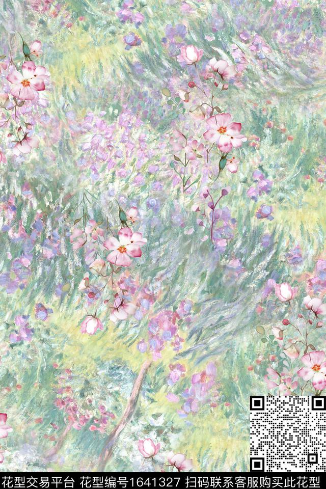花卉水彩花卉油画底纹数码印花华亿平台下载（图片编号: 1641327） - 瓦栏（Walan）