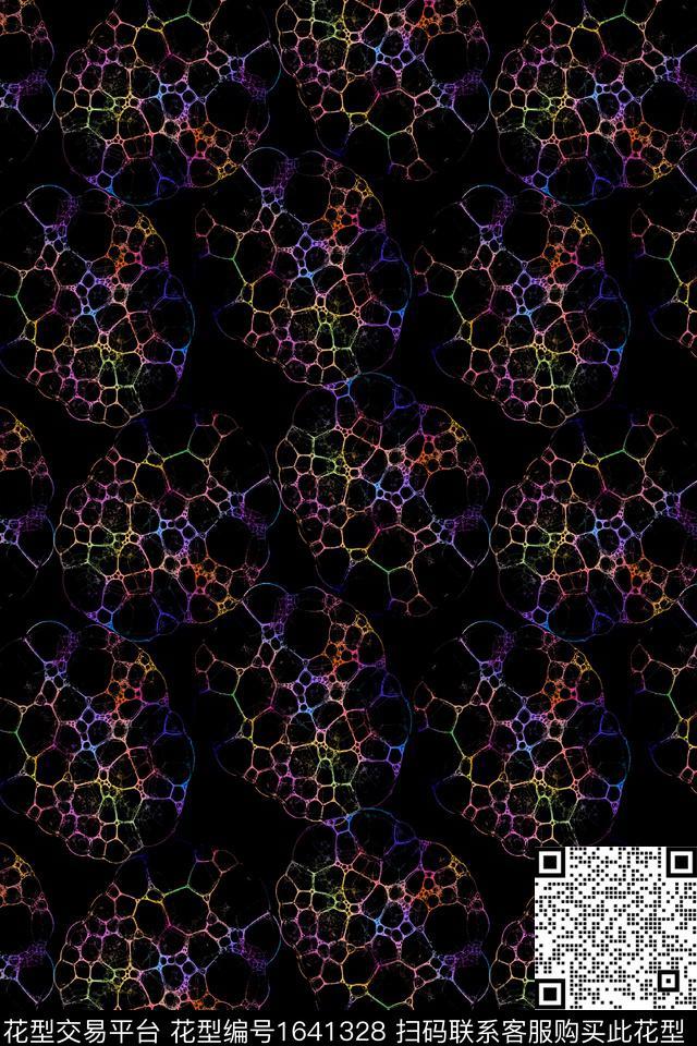 细胞炫彩抽象数码印花华亿平台下载（图片编号: 1641328） - 瓦栏（Walan）
