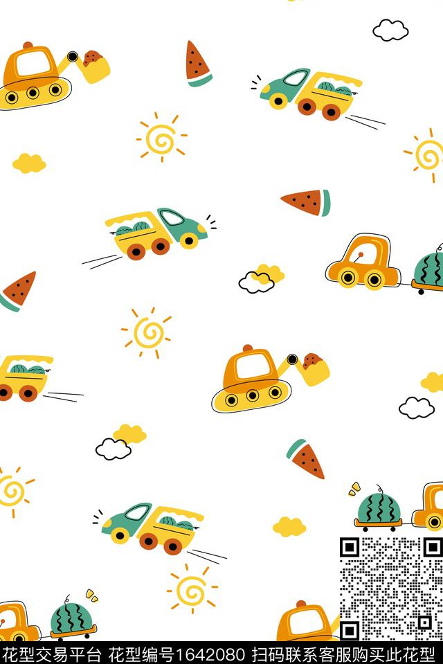 可爱西瓜卡通数码印花华亿平台下载（图片编号: 1642080） - 瓦栏（Walan）
