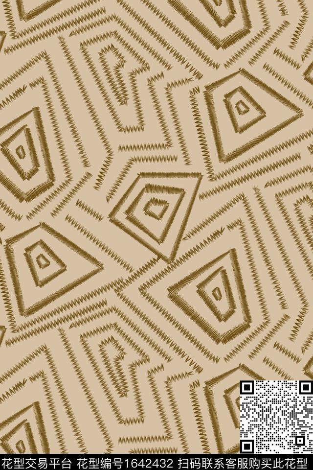 民族风简约几何数码印花华亿平台下载（图片编号: 1642432） - 瓦栏（Walan）