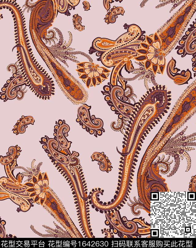 印度抽象花卉火腿花传统印花华亿平台下载（图片编号: 1642630） - 瓦栏（Walan）