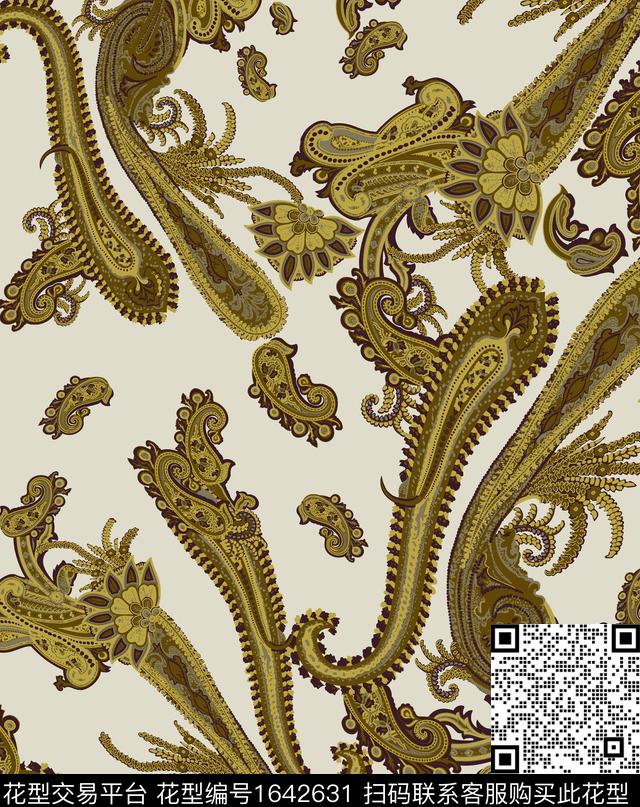 印度抽象花卉火腿花传统印花华亿平台下载（图片编号: 1642631） - 瓦栏（Walan）