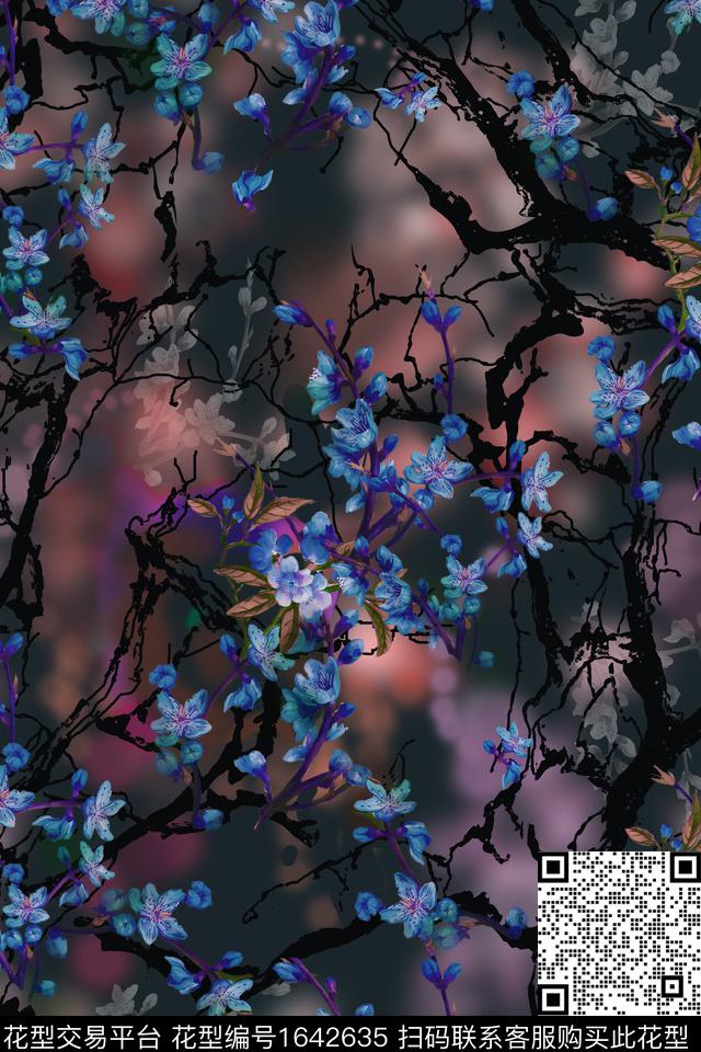 年轻女装花卉小碎花数码印花华亿平台下载（图片编号: 1642635） - 瓦栏（Walan）