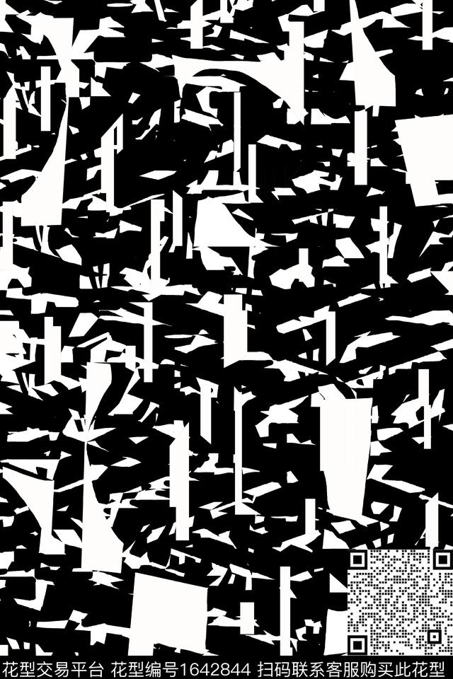 年轻女装几何黑底花卉数码印花华亿平台下载（图片编号: 1642844） - 瓦栏（Walan）