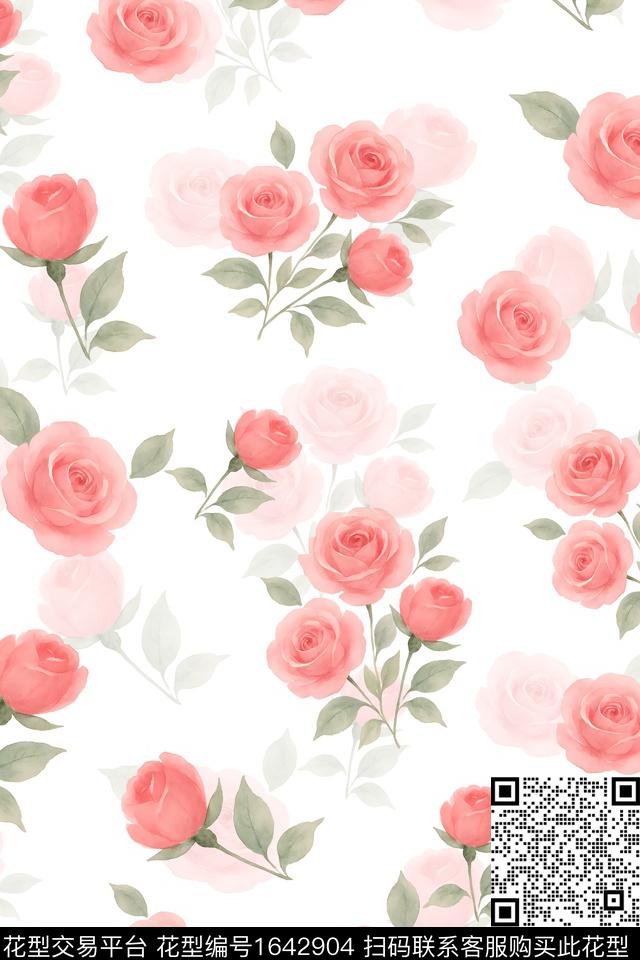 年轻女装小清新花卉数码印花华亿平台下载（图片编号: 1642904） - 瓦栏（Walan）