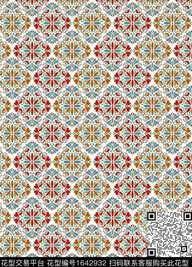 年轻女装中国风几何数码印花华亿平台下载（图片编号: 1642932） - 瓦栏（Walan）