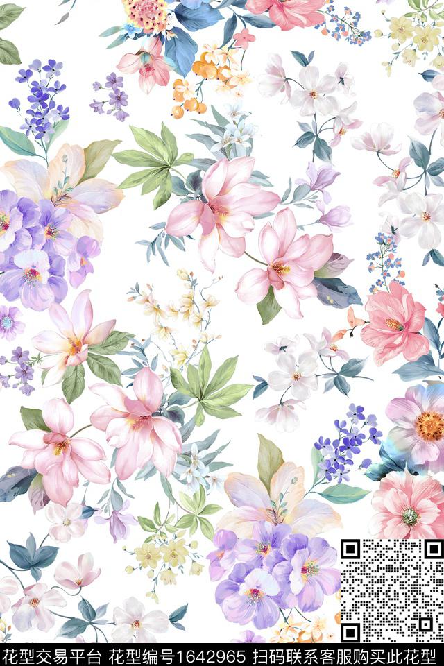 花卉抽象花卉小碎花数码印花华亿平台下载（图片编号: 1642965） - 瓦栏（Walan）