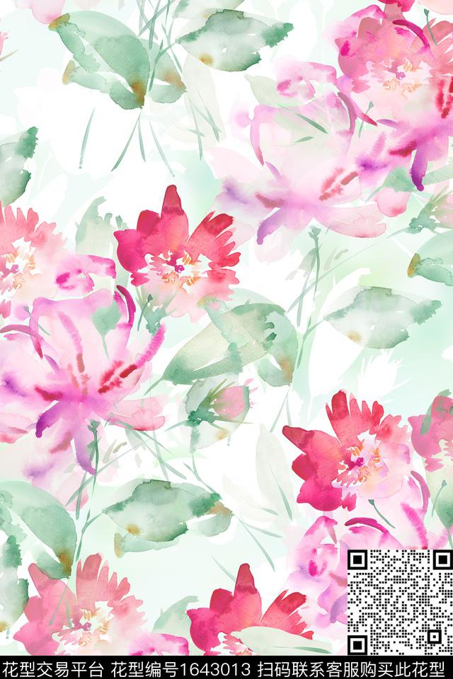 花卉小碎花水彩花卉数码印花华亿平台下载（图片编号: 1643013） - 瓦栏（Walan）