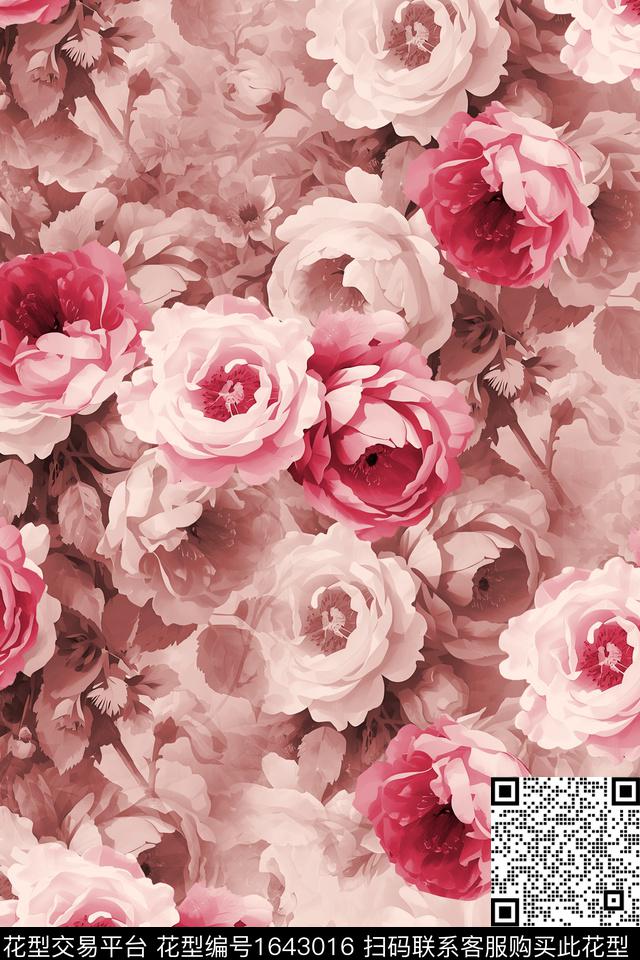 年轻女装花卉香云纱数码印花华亿平台下载（图片编号: 1643016） - 瓦栏（Walan）