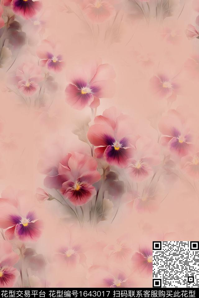 年轻女装花卉香云纱数码印花华亿平台下载（图片编号: 1643017） - 瓦栏（Walan）