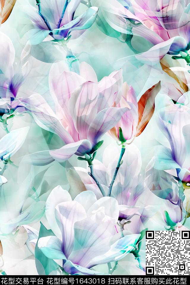 年轻女装花卉数码华亿平台数码印花华亿平台下载（图片编号: 1643018） - 瓦栏（Walan）