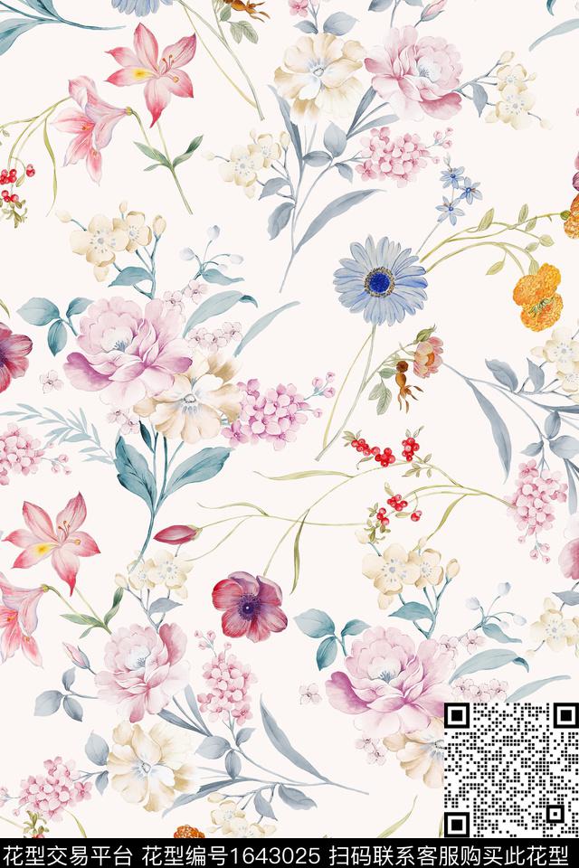 花卉抽象花卉小碎花数码印花华亿平台下载（图片编号: 1643025） - 瓦栏（Walan）
