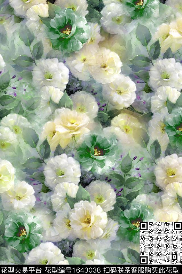 年轻女装小清新花卉数码印花华亿平台下载（图片编号: 1643038） - 瓦栏（Walan）