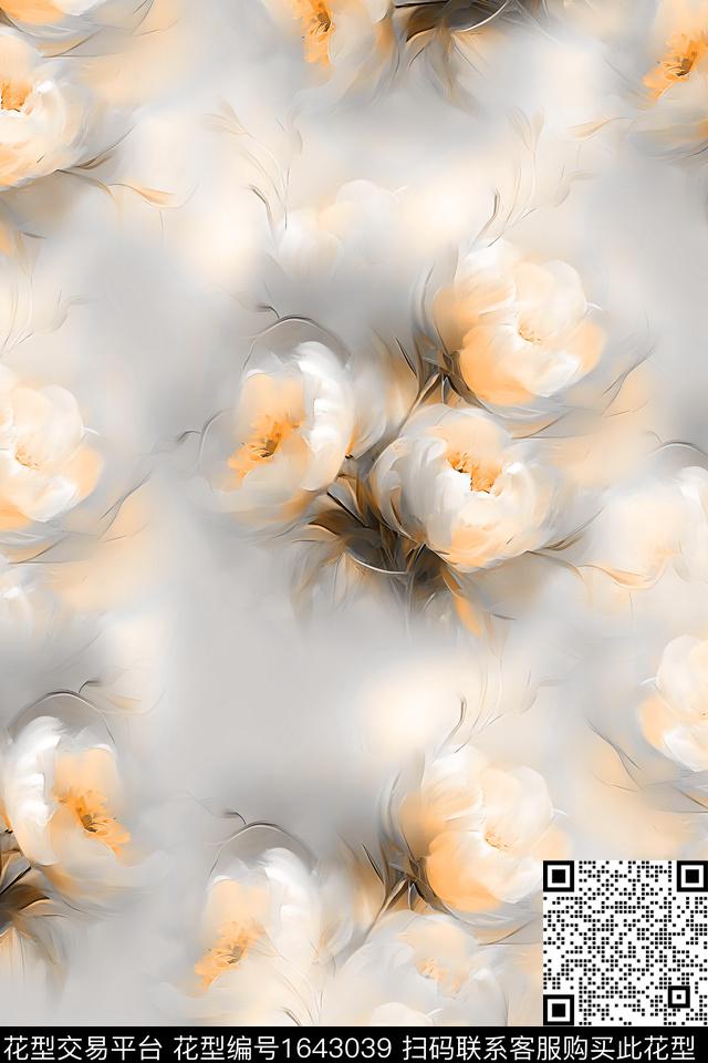 年轻女装小清新花卉数码印花华亿平台下载（图片编号: 1643039） - 瓦栏（Walan）