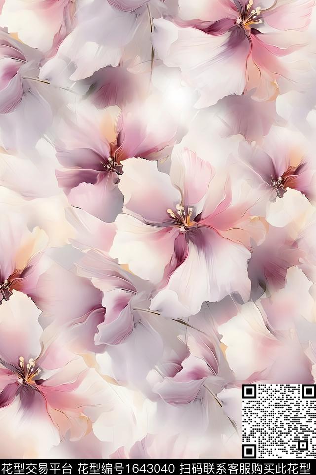 年轻女装小清新花卉数码印花华亿平台下载（图片编号: 1643040） - 瓦栏（Walan）