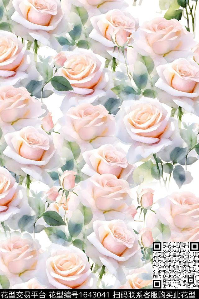 年轻女装小清新花卉数码印花华亿平台下载（图片编号: 1643041） - 瓦栏（Walan）