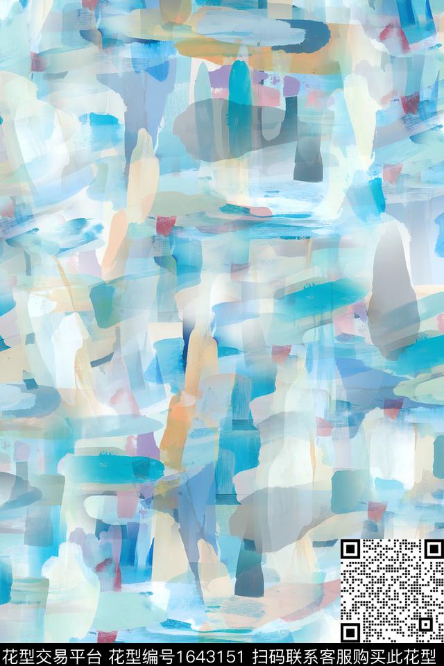 年轻女装小清新抽象数码印花华亿平台下载（图片编号: 1643151） - 瓦栏（Walan）