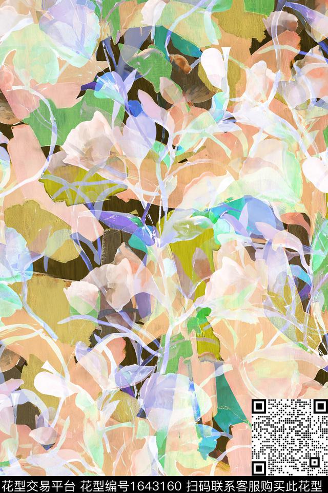 年轻女装小清新抽象数码印花华亿平台下载（图片编号: 1643160） - 瓦栏（Walan）