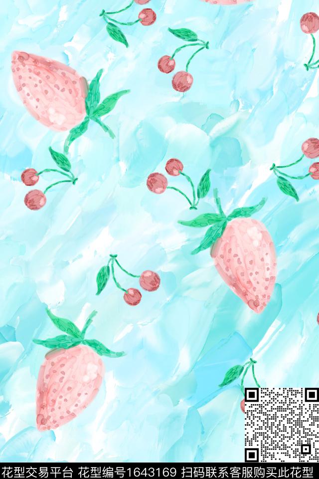 草莓肌理樱桃数码印花华亿平台下载（图片编号: 1643169） - 瓦栏（Walan）