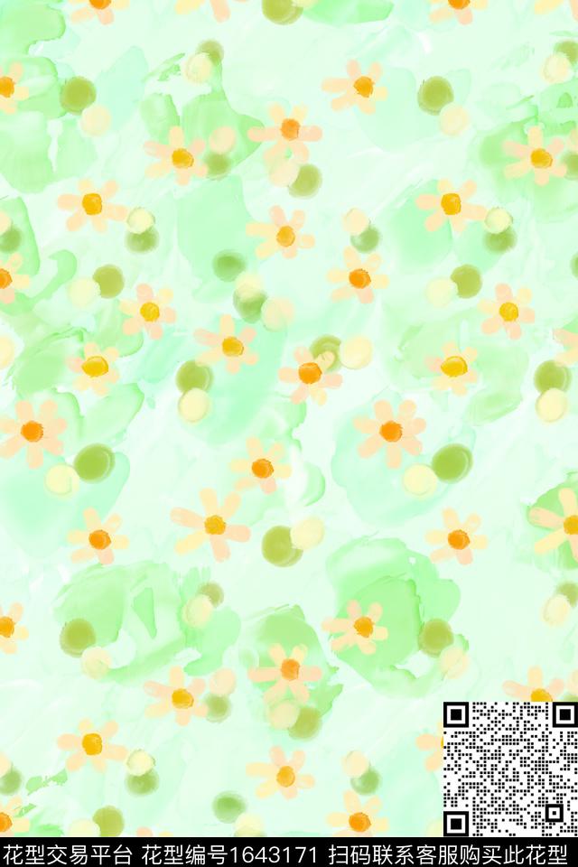小清新清爽底花卉花卉数码印花华亿平台下载（图片编号: 1643171） - 瓦栏（Walan）