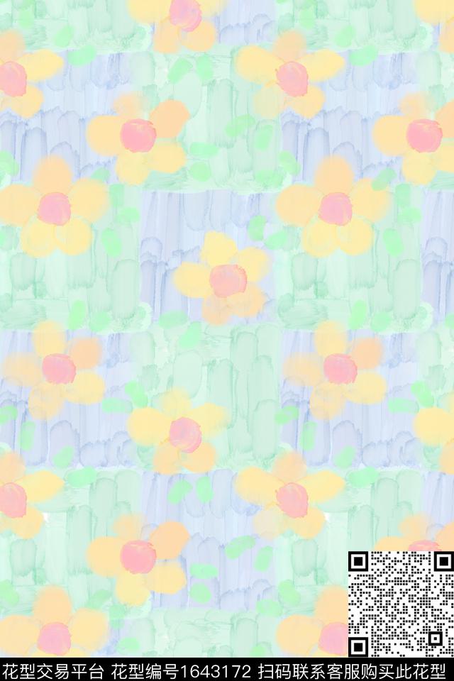 小清新可爱花卉数码印花华亿平台下载（图片编号: 1643172） - 瓦栏（Walan）