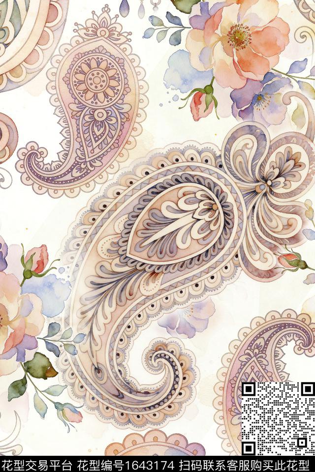 水彩水彩花卉手绘花卉数码印花华亿平台下载（图片编号: 1643174） - 瓦栏（Walan）