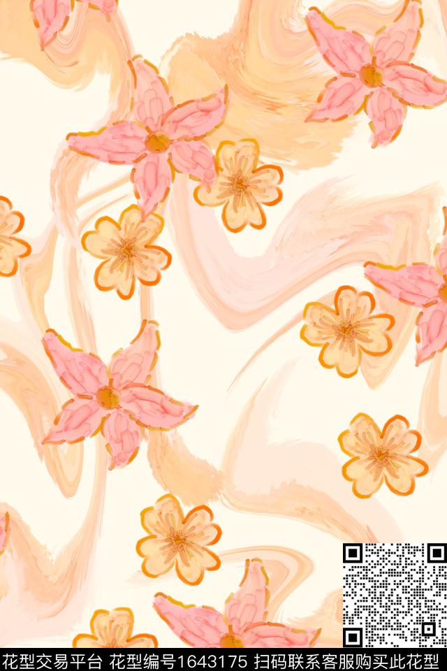 小清新清爽底花卉花卉数码印花华亿平台下载（图片编号: 1643175） - 瓦栏（Walan）