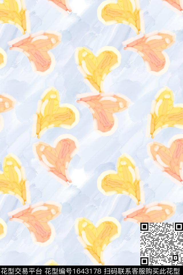 可爱爱心简约数码印花华亿平台下载（图片编号: 1643178） - 瓦栏（Walan）