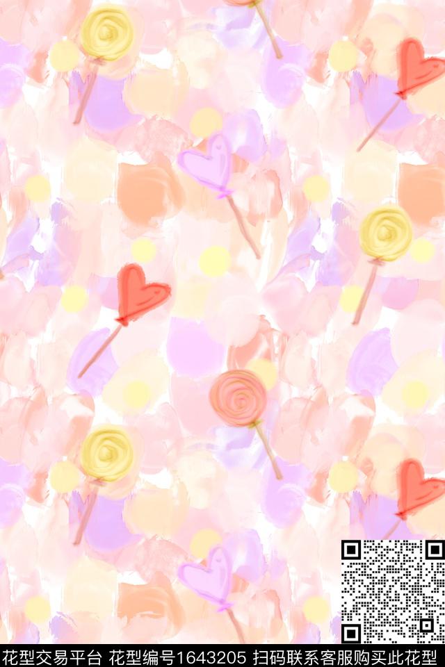 可爱爱心几何数码印花华亿平台下载（图片编号: 1643205） - 瓦栏（Walan）