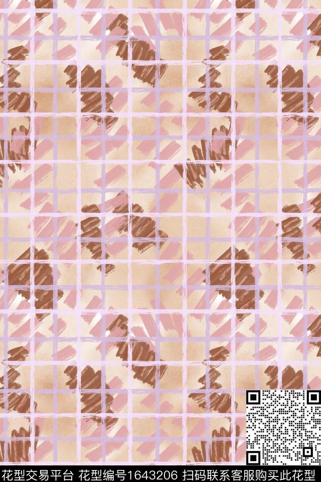 肌理笔触格子数码印花华亿平台下载（图片编号: 1643206） - 瓦栏（Walan）