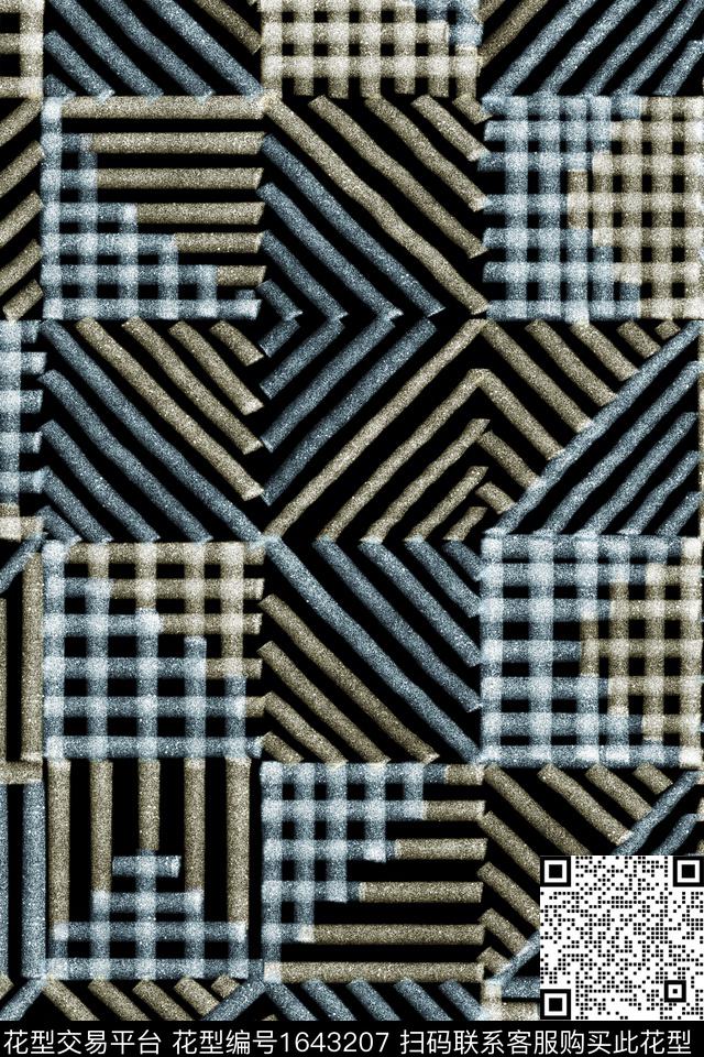 黑底花卉简约混合拼接数码印花华亿平台下载（图片编号: 1643207） - 瓦栏（Walan）