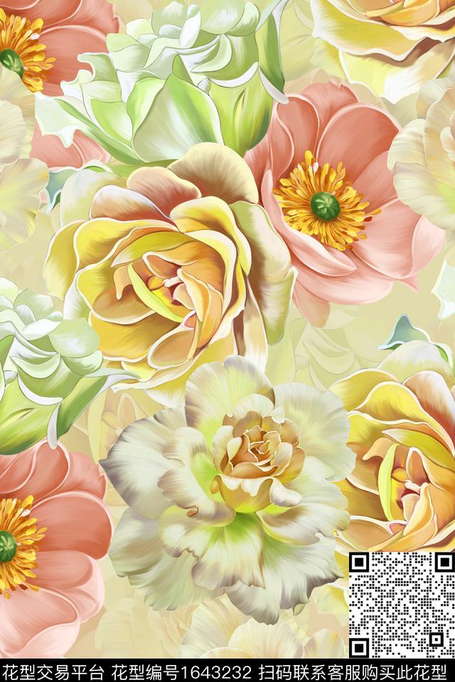 年轻女装花卉数码华亿平台数码印花华亿平台下载（图片编号: 1643232） - 瓦栏（Walan）