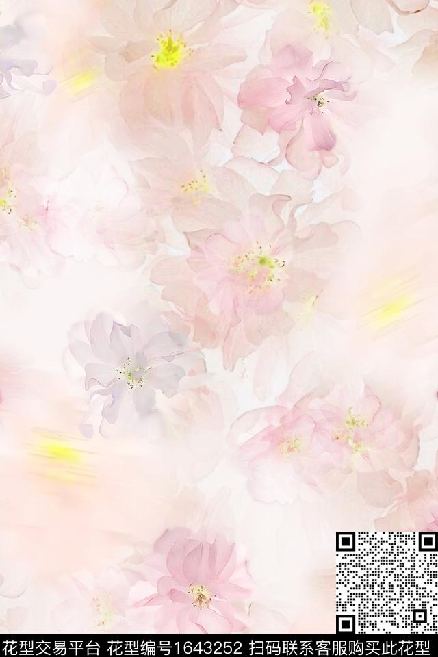 花卉水彩花卉抽象花卉数码印花华亿平台下载（图片编号: 1643252） - 瓦栏（Walan）