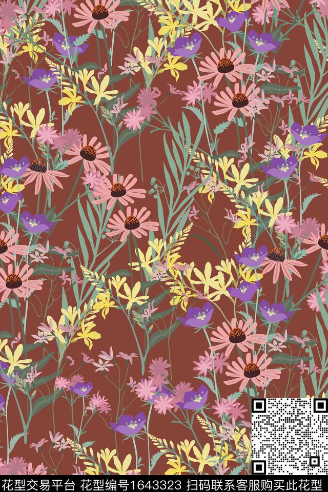 花卉小碎花女装数码印花华亿平台下载（图片编号: 1643323） - 瓦栏（Walan）