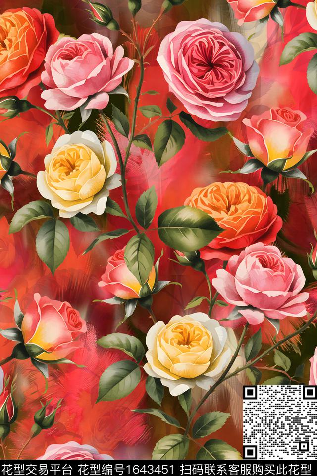 年轻女装花卉数码华亿平台数码印花华亿平台下载（图片编号: 1643451） - 瓦栏（Walan）