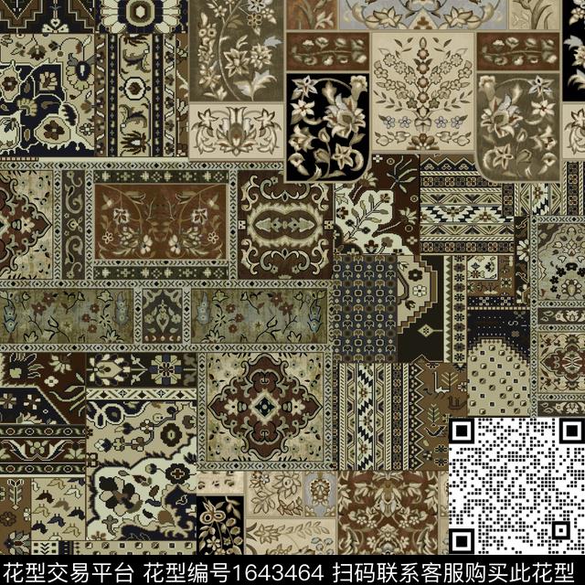 民族风围巾混合拼接数码印花华亿平台下载（图片编号: 1643464） - 瓦栏（Walan）