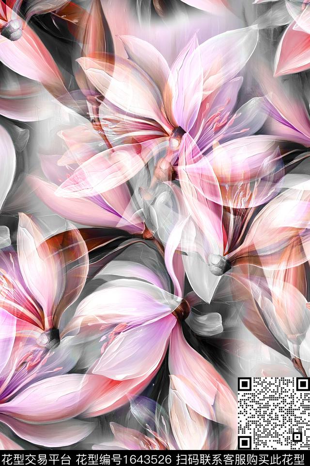 年轻女装小清新花卉数码印花华亿平台下载（图片编号: 1643526） - 瓦栏（Walan）