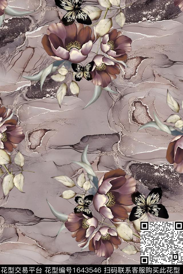 年轻女装小清新满版散花数码印花华亿平台下载（图片编号: 1643546） - 瓦栏（Walan）