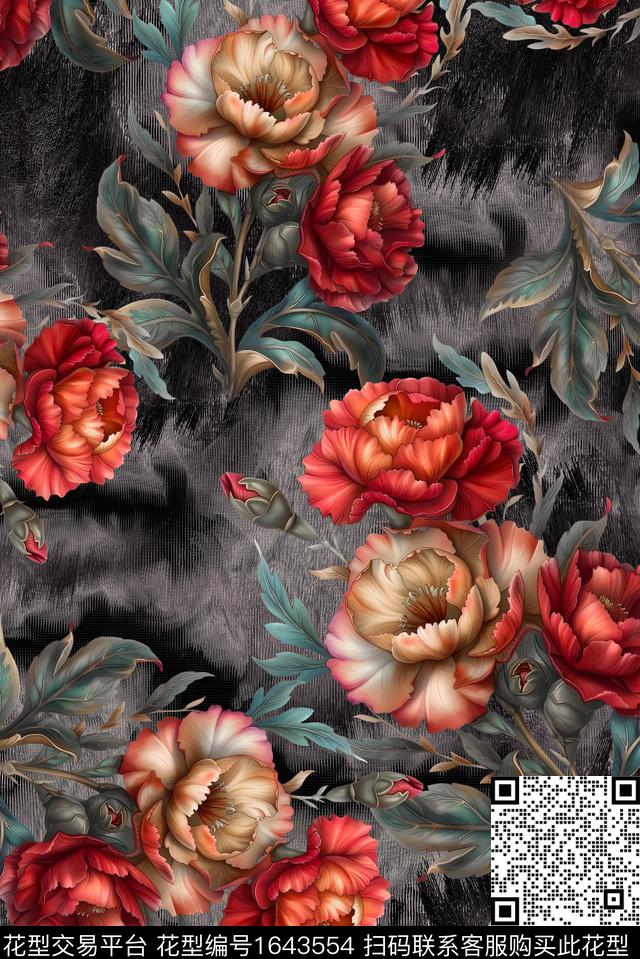 年轻女装小清新满版散花数码印花华亿平台下载（图片编号: 1643554） - 瓦栏（Walan）