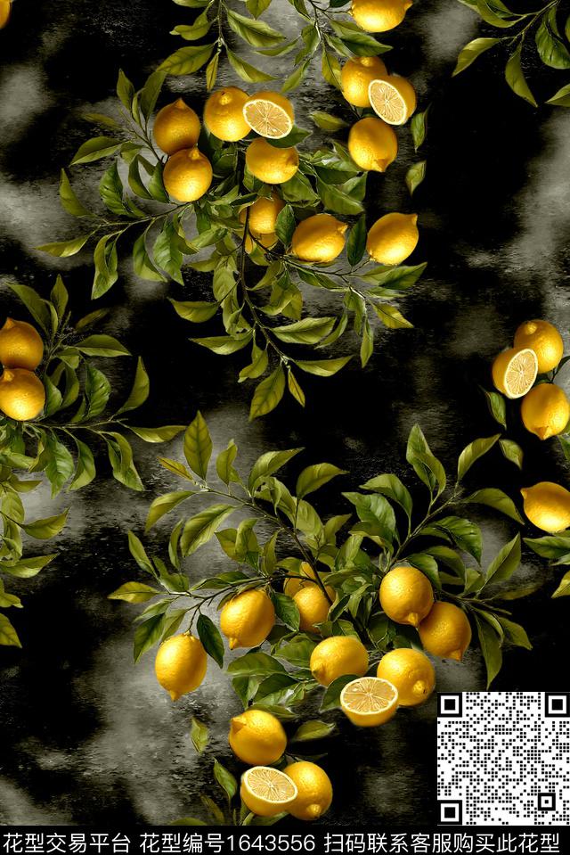 年轻女装黑底花卉满版散花数码印花华亿平台下载（图片编号: 1643556） - 瓦栏（Walan）